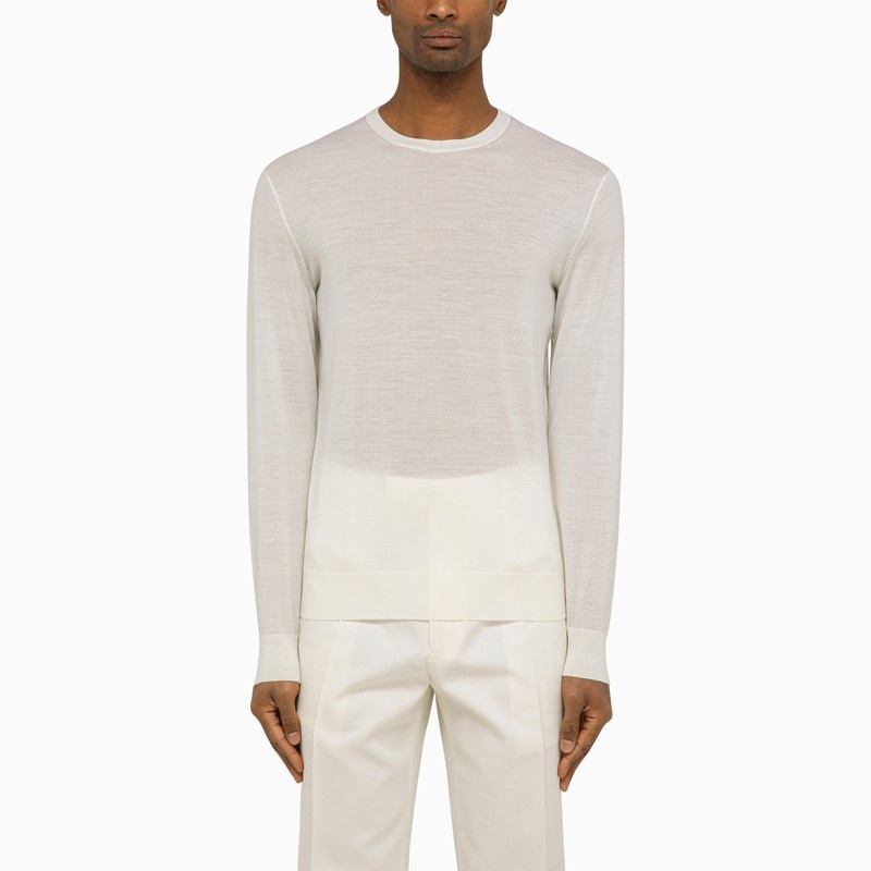 White wool long-sleeved jumper - 1