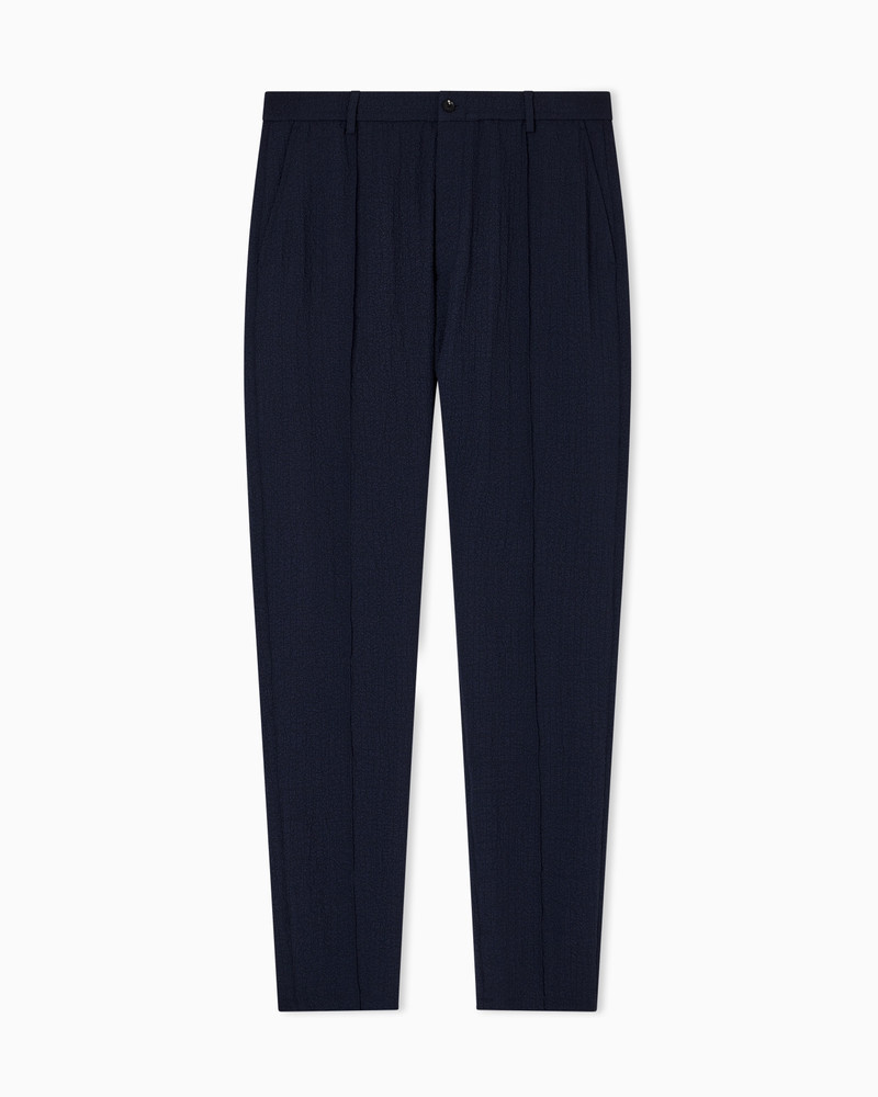 PLEATED TECHNICAL SEERSUCKER FABRIC TROUSERS 1