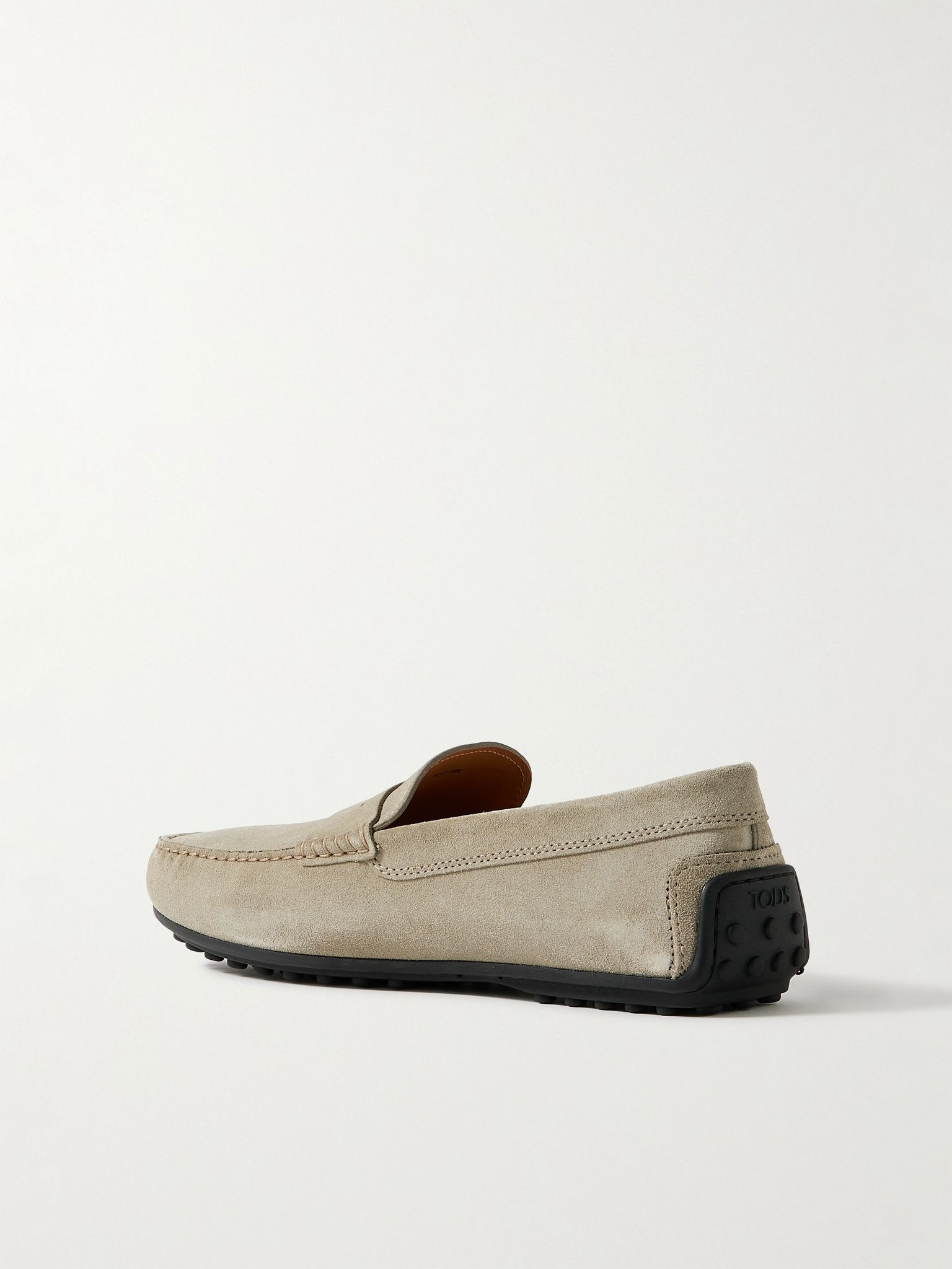 City Gommino Logo-Debossed Suede Driving Shoes Mushroom - 4