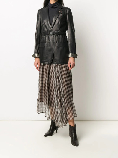 Brunello Cucinelli gingham print asymmetric skirt outlook