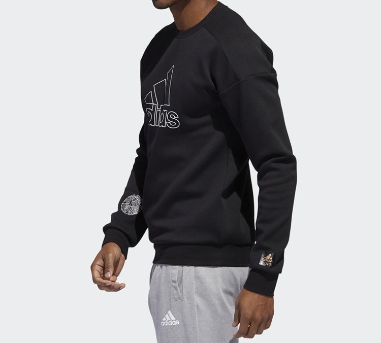 adidas Logo Printing Sports Pullover Black FU6222 - 5