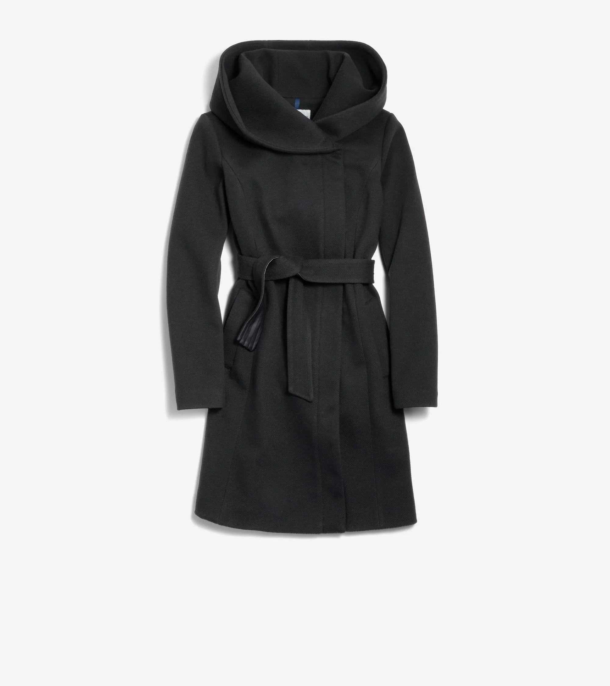 Women's Belted Asymmetrical Zip Front Twill Coat - 1