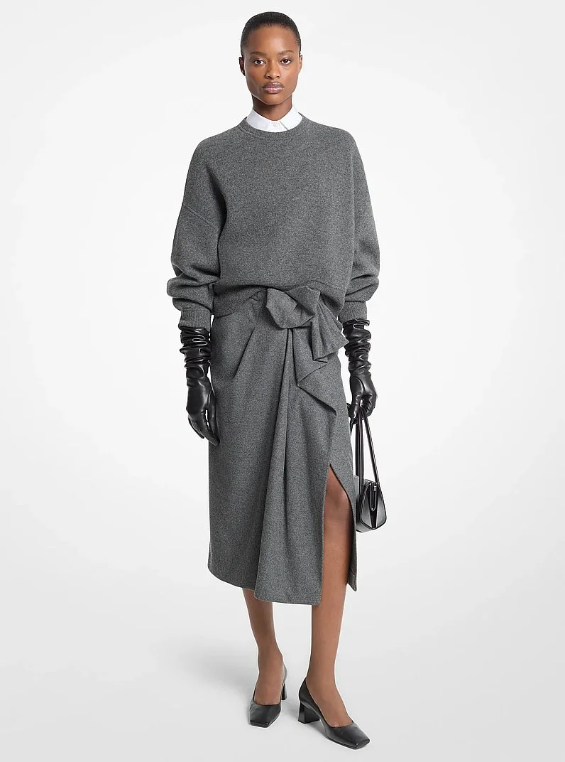 Wool Flannel Origami Slit Skirt - 1