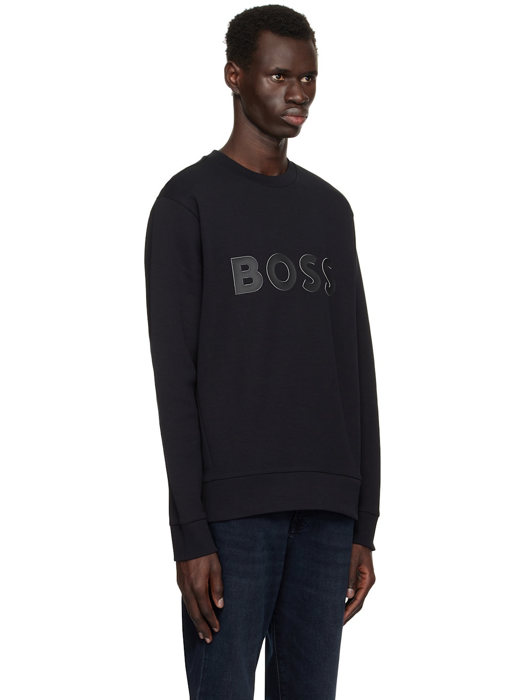 Black Stretch Cotton Sandwich Logo Sweatshirt - 2