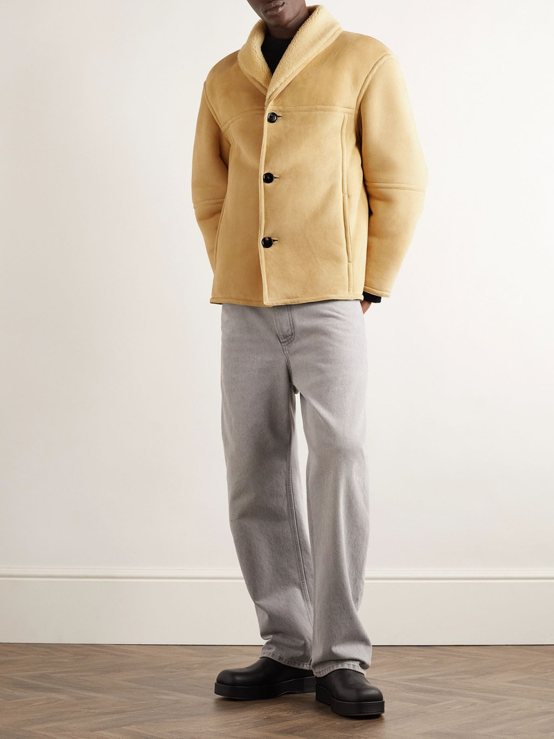 Bottega Veneta Shawl-Collar Shearling Jacket Beige outlook