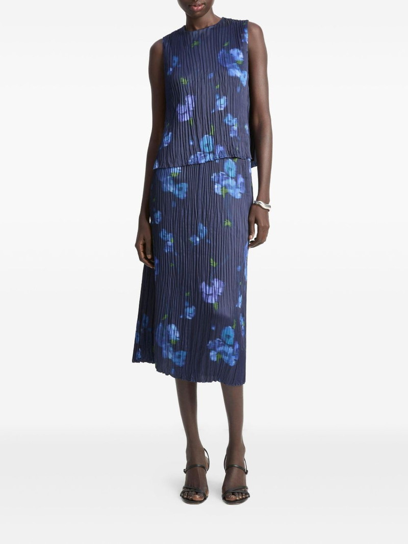 Vince pleated floral-print top outlook