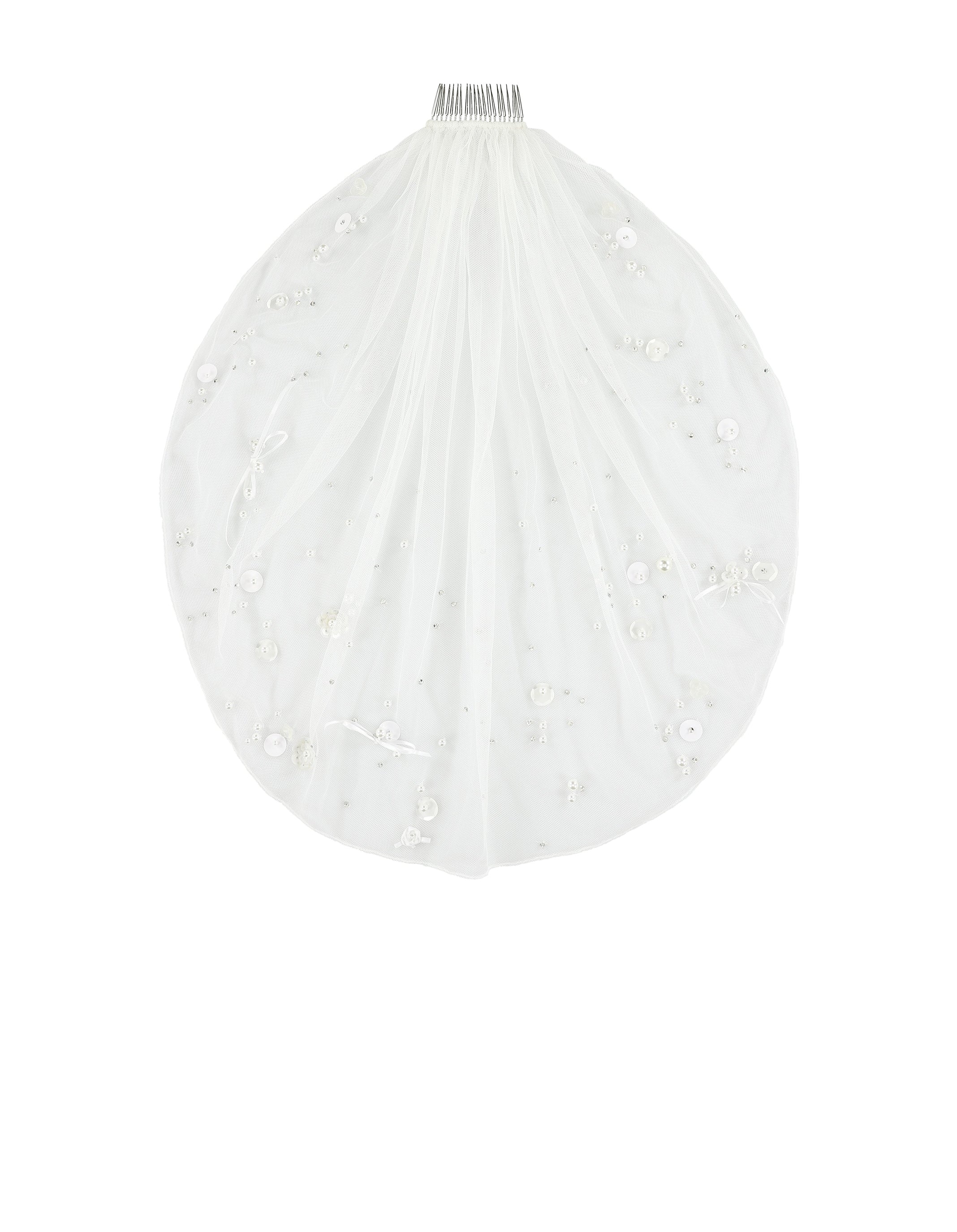 Short Veil Pearl Embroidery - 1