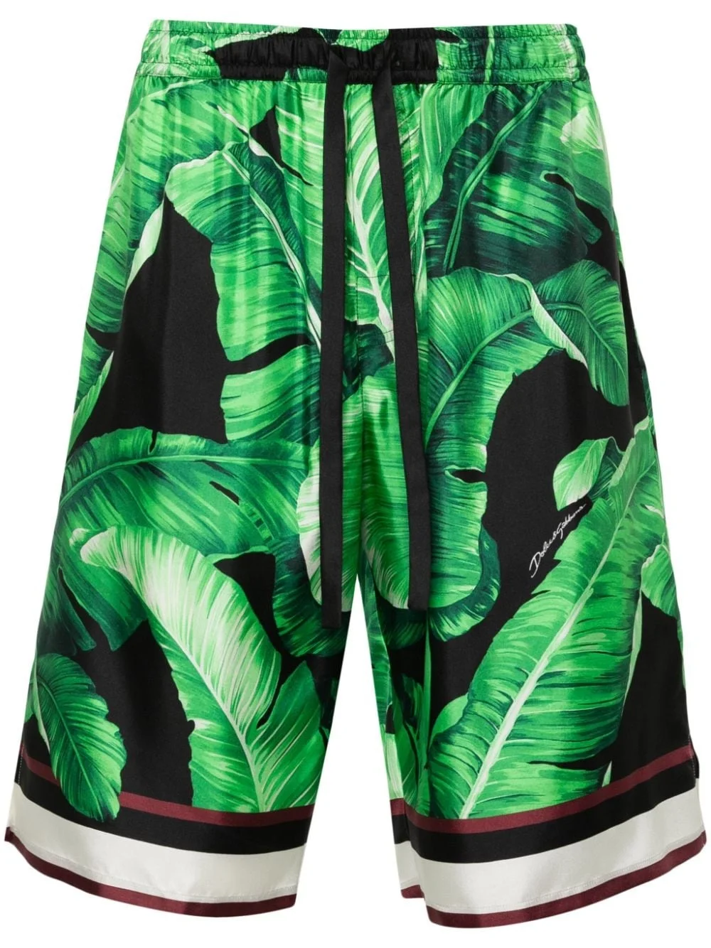 leaves-print silk shorts - 1