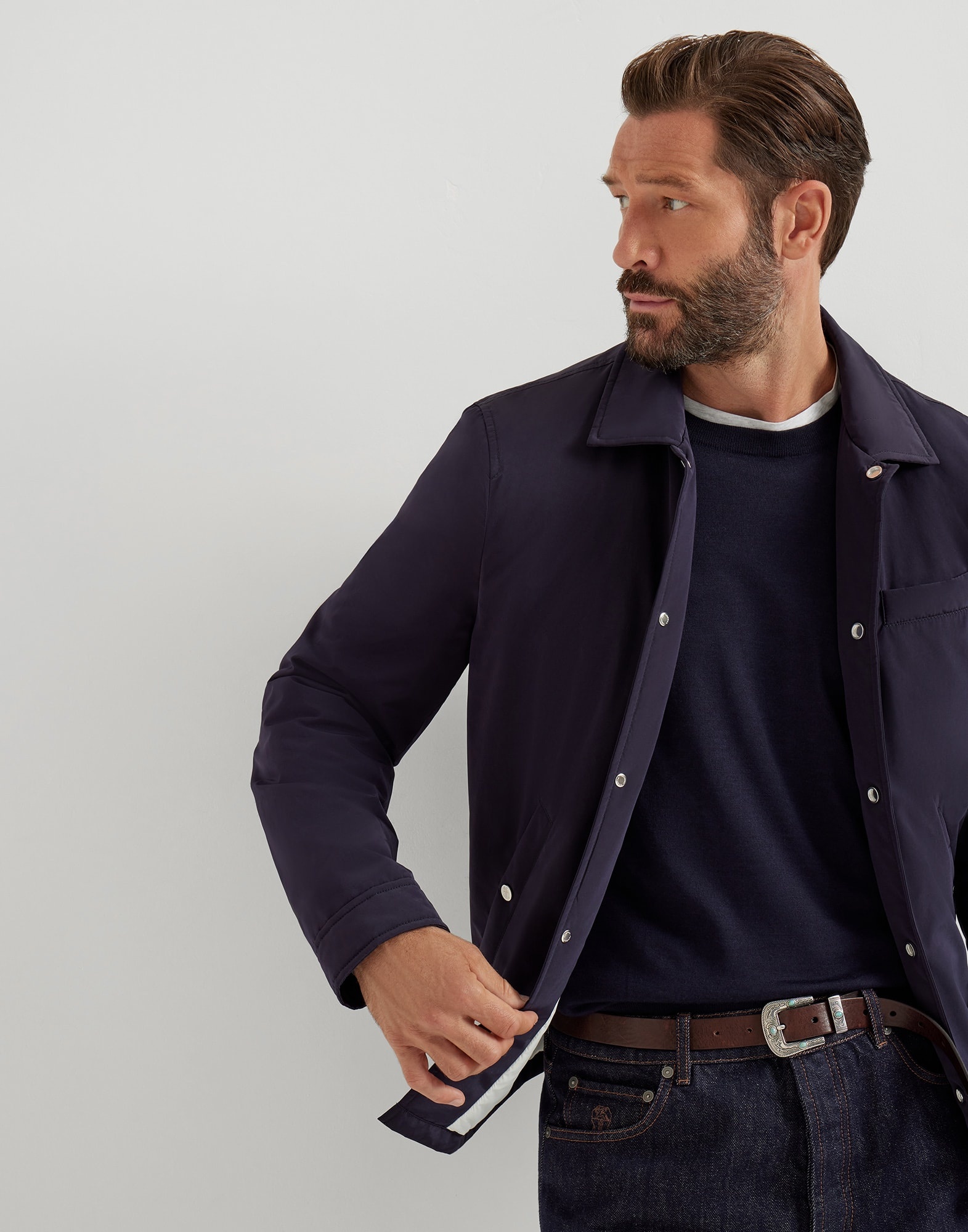 Water-resistant microfiber shirt-style outerwear jacket with Thermore® padding - 4