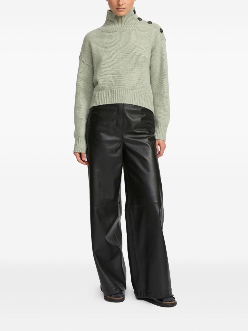 high-neck button-detail sweater - 2