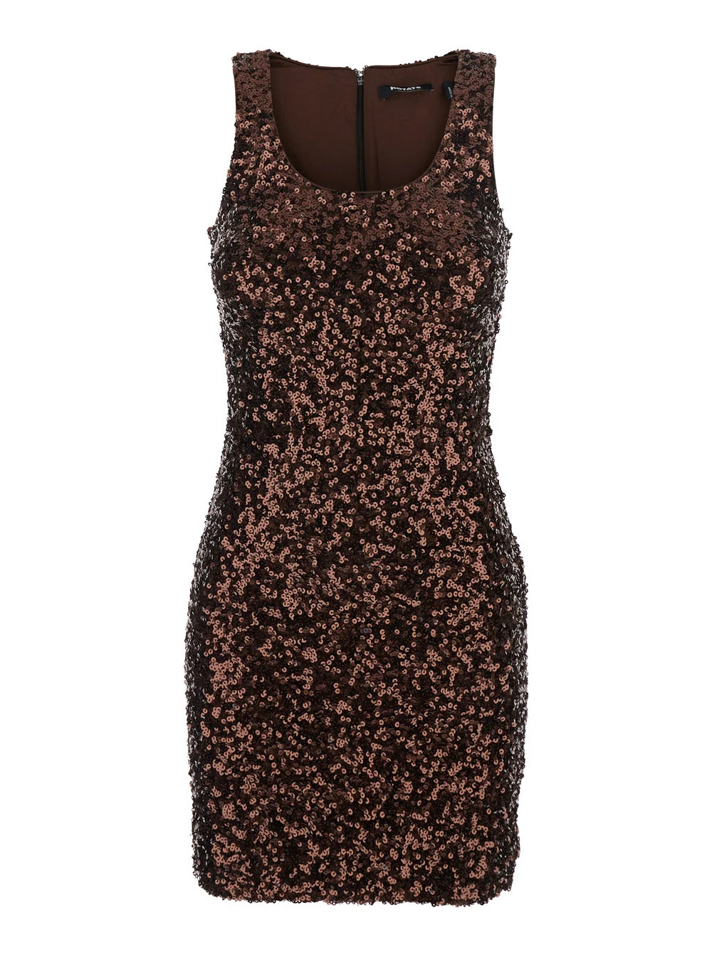 Rotate Women Brown U-Neck Dress With All-Over Applied Sequin In Fabric Woman - 1