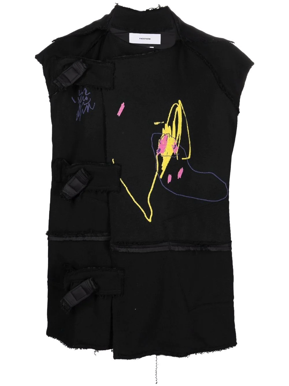 drawing-print sleeveless jacket - 1