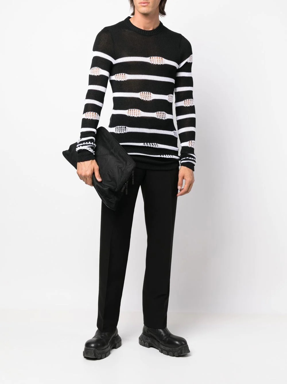 distressed striped sweater - 2