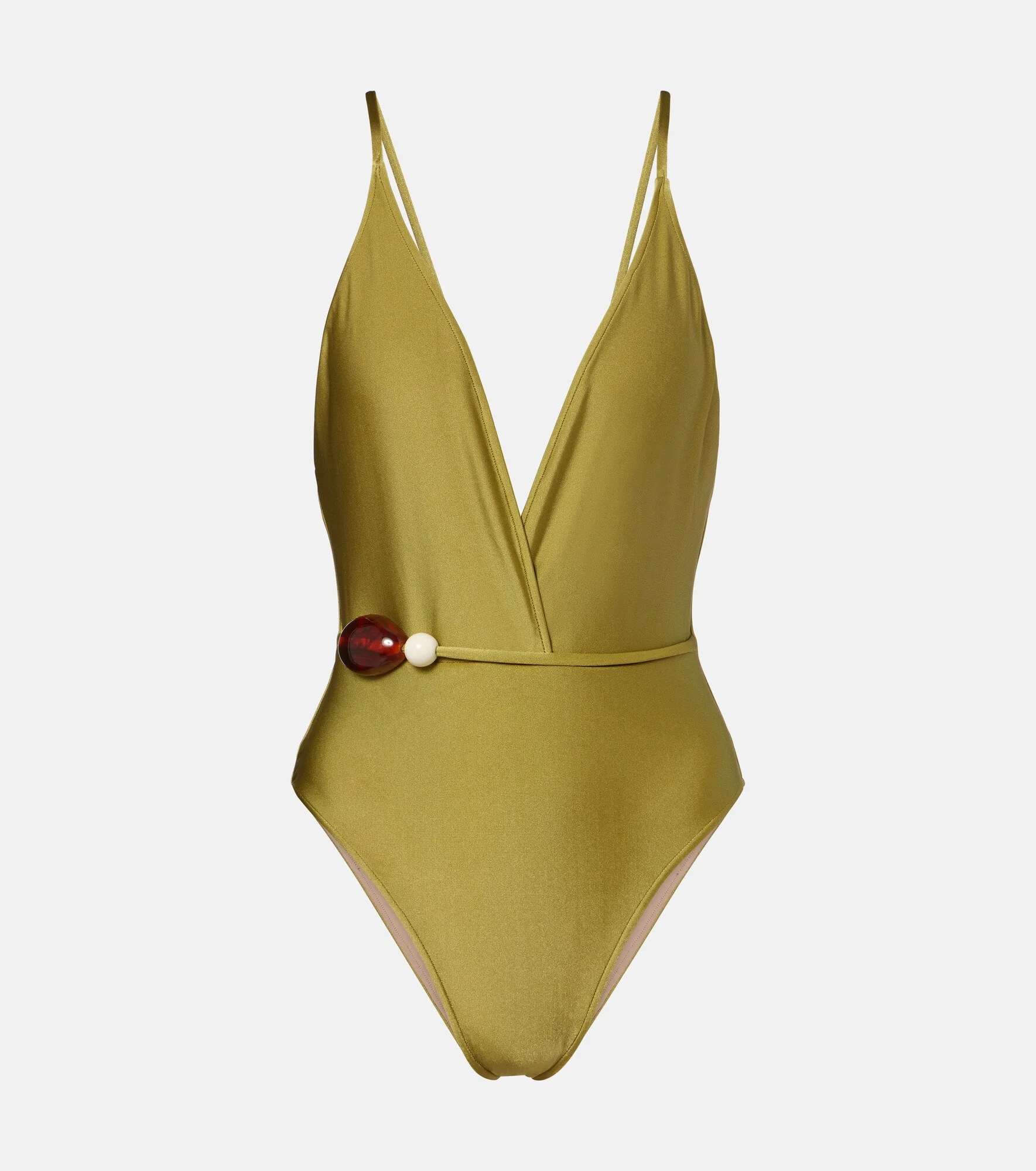 Belted embellished swimsuit - 1