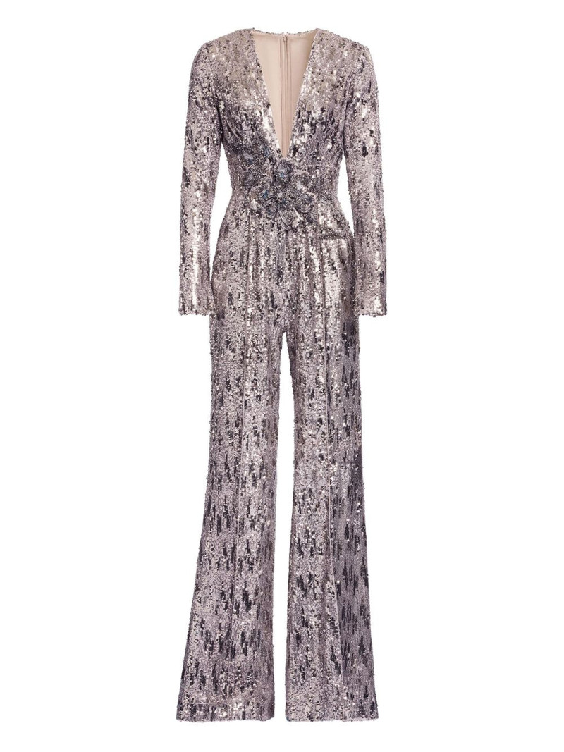 V-neck sequinned jumpsuit 1