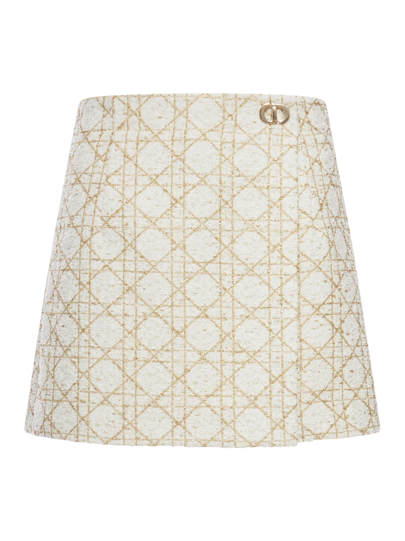 MACROCANNAGE TROUSERSKIRT IN WHITE AND GOLD WOOL BLEND TWEED - 1