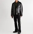 Oversized Glossed Full-Grain Leather Jacket - 8