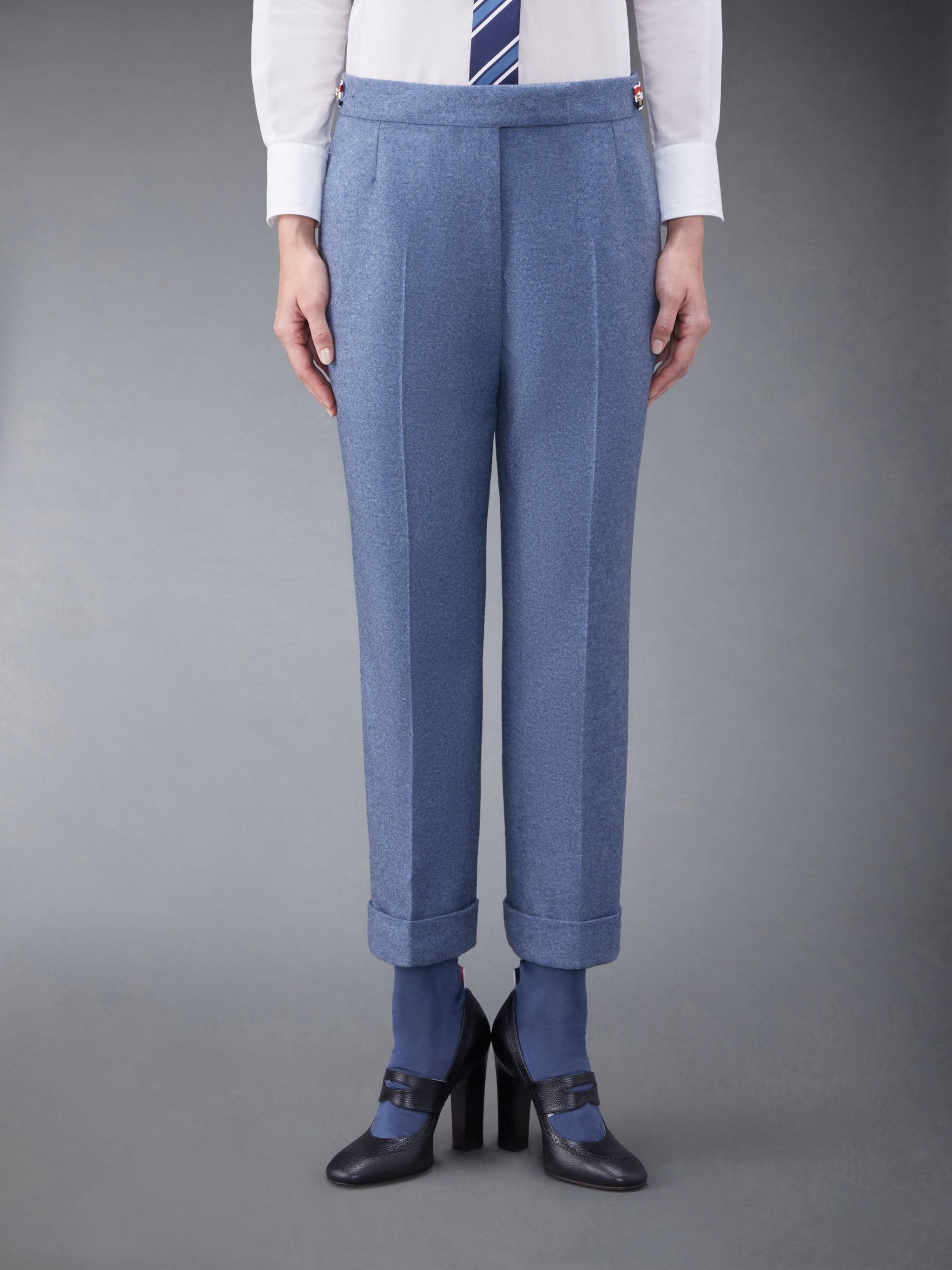 Wool Flannel Low Rise Slim Trouser - 1