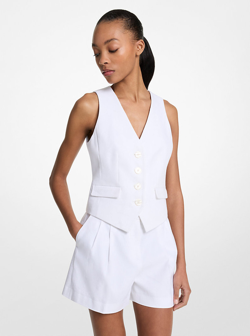 Pleated Linen and Cotton Shorts 1