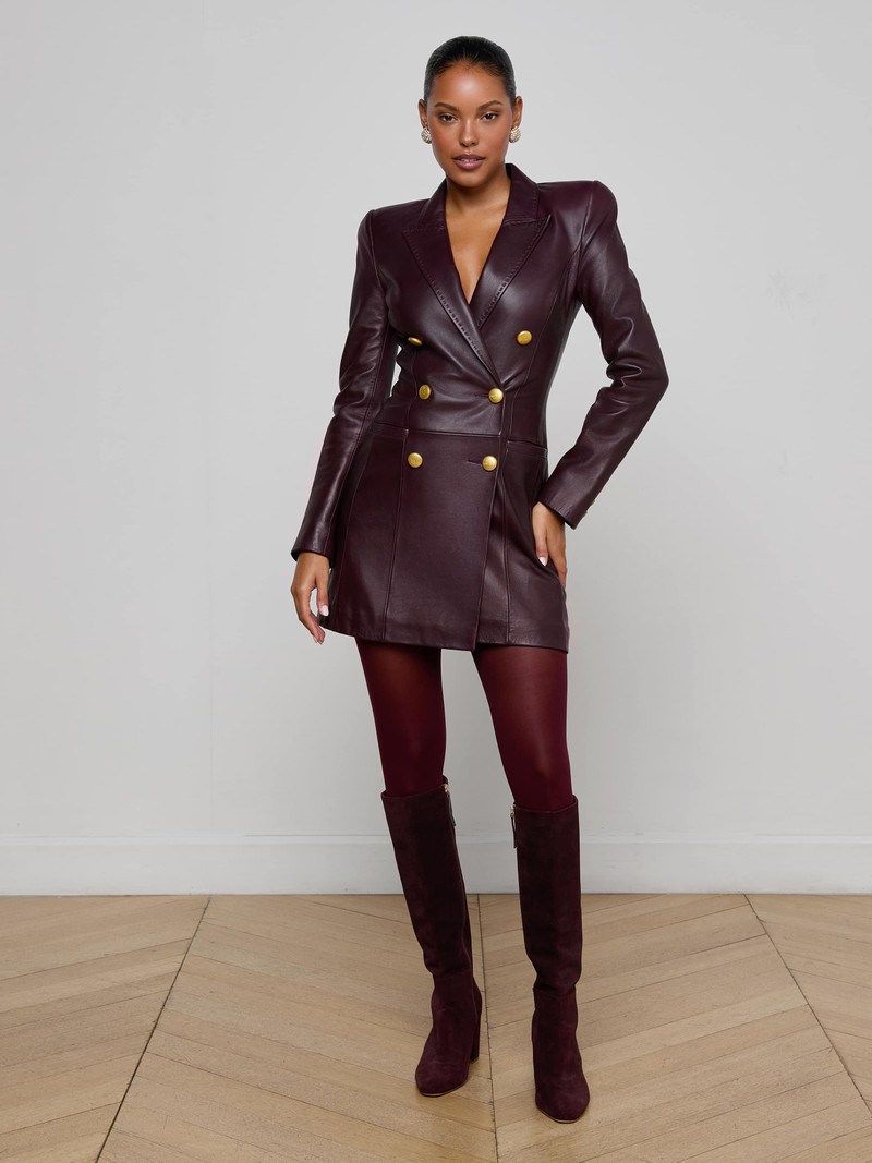 L'AGENCE Tora Leather Blazer Dress outlook