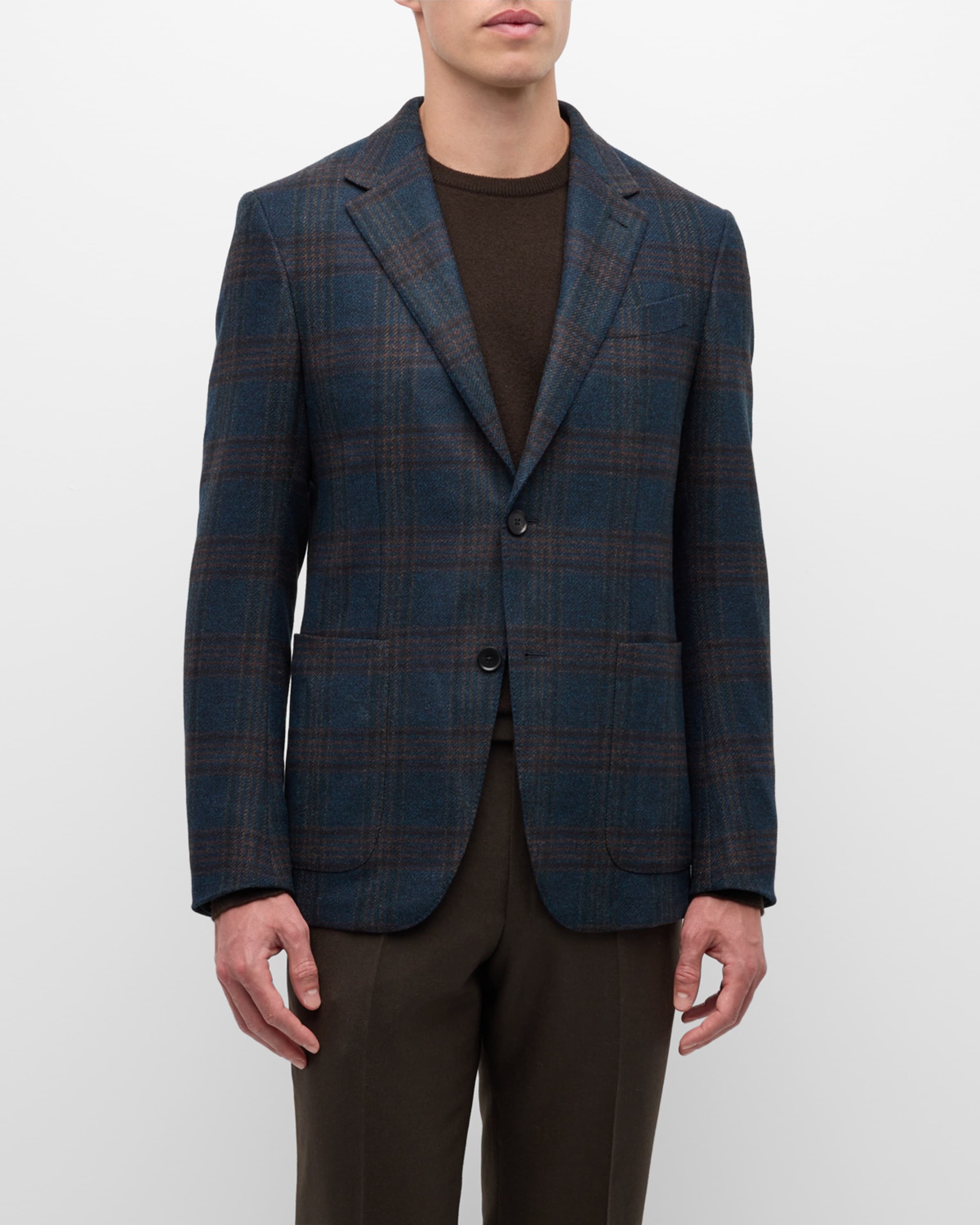 Men's Wool-Cashmere Plaid Sport Coat - 1