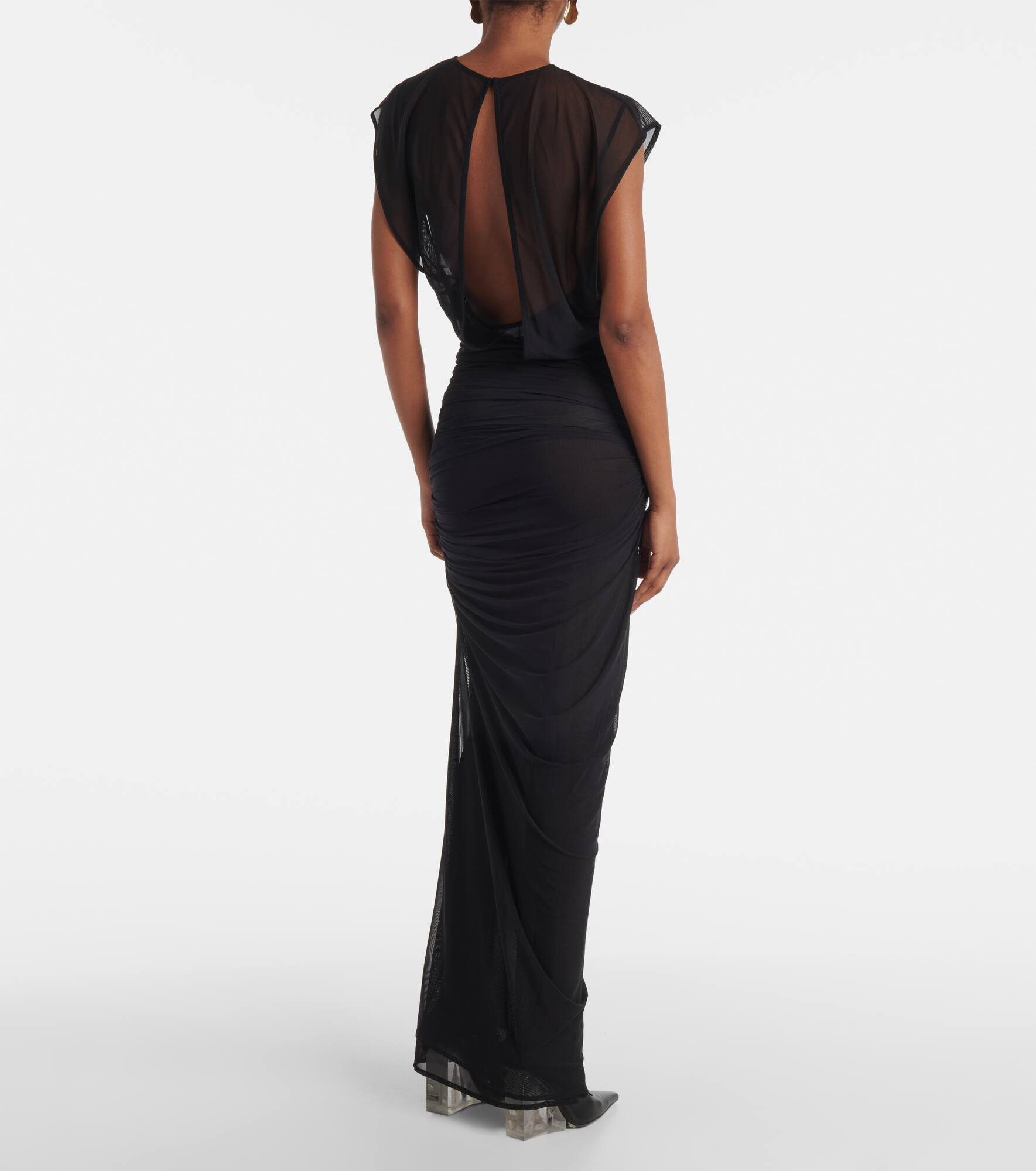 Flocked open-back tulle maxi dress - 3