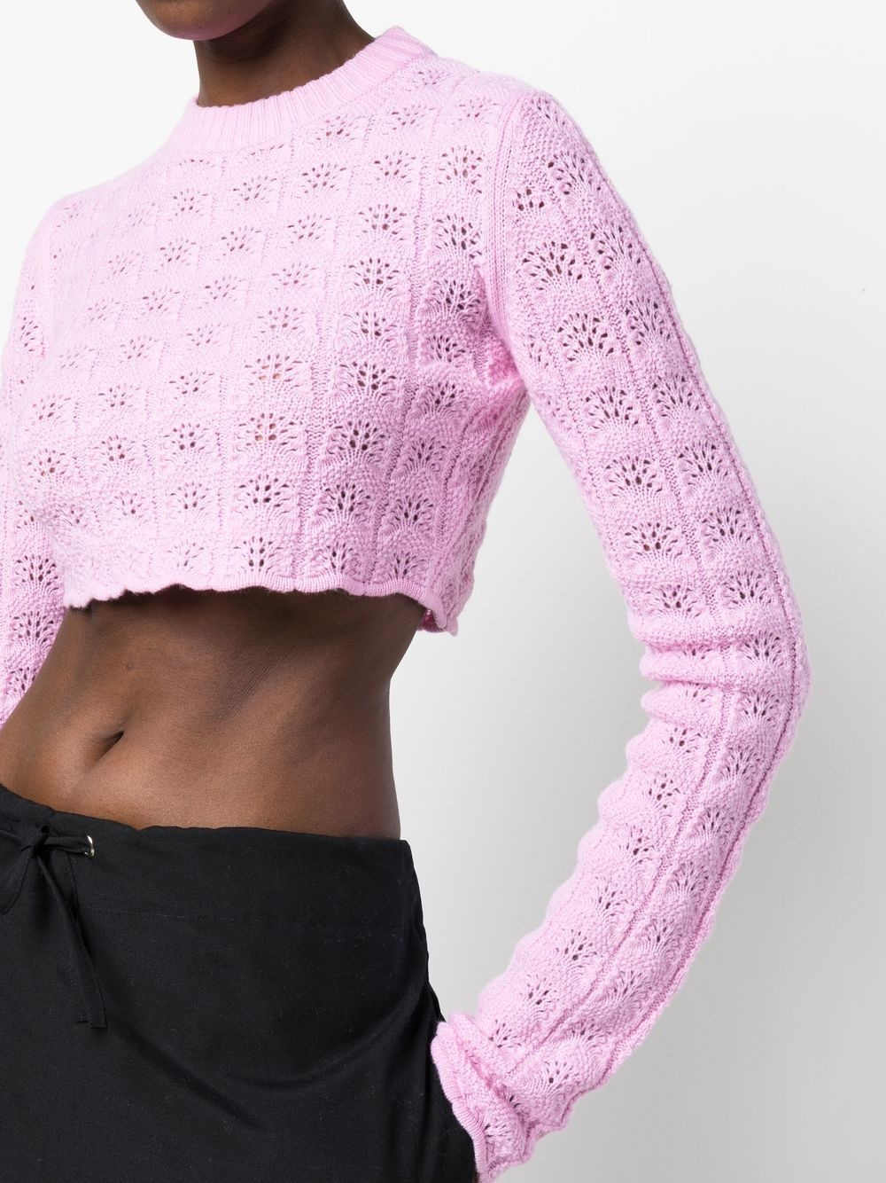 pointelle-knit cropped jumper - 5