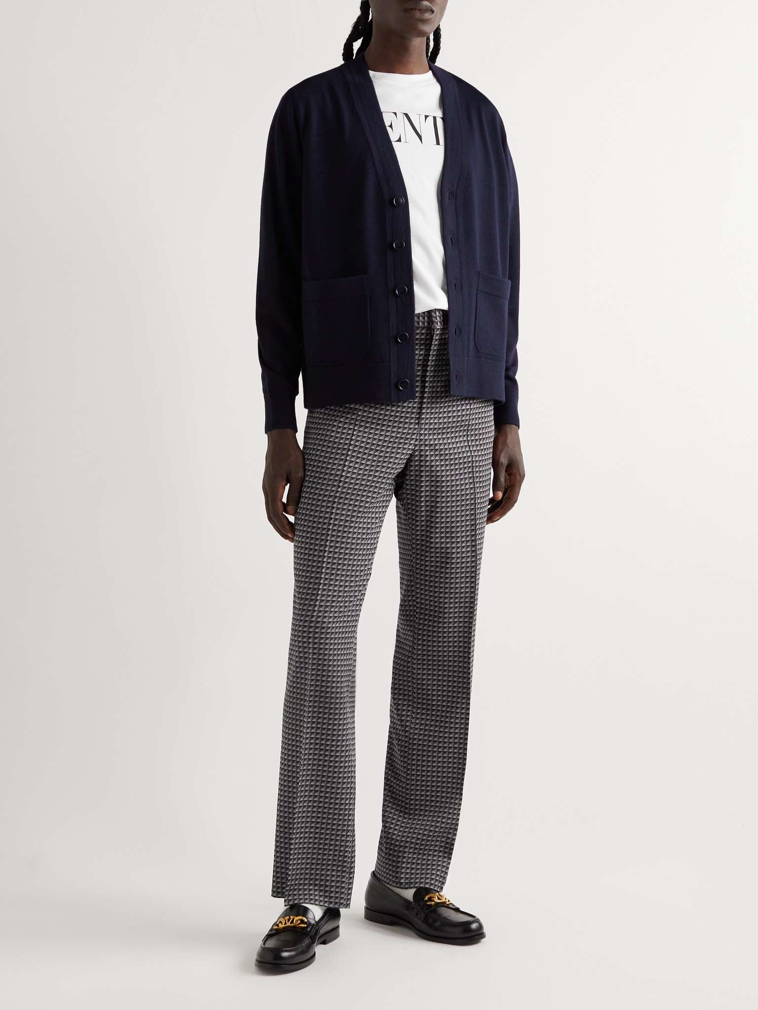 Pleated Straight-Leg Printed Wool-Twill Trousers - 2