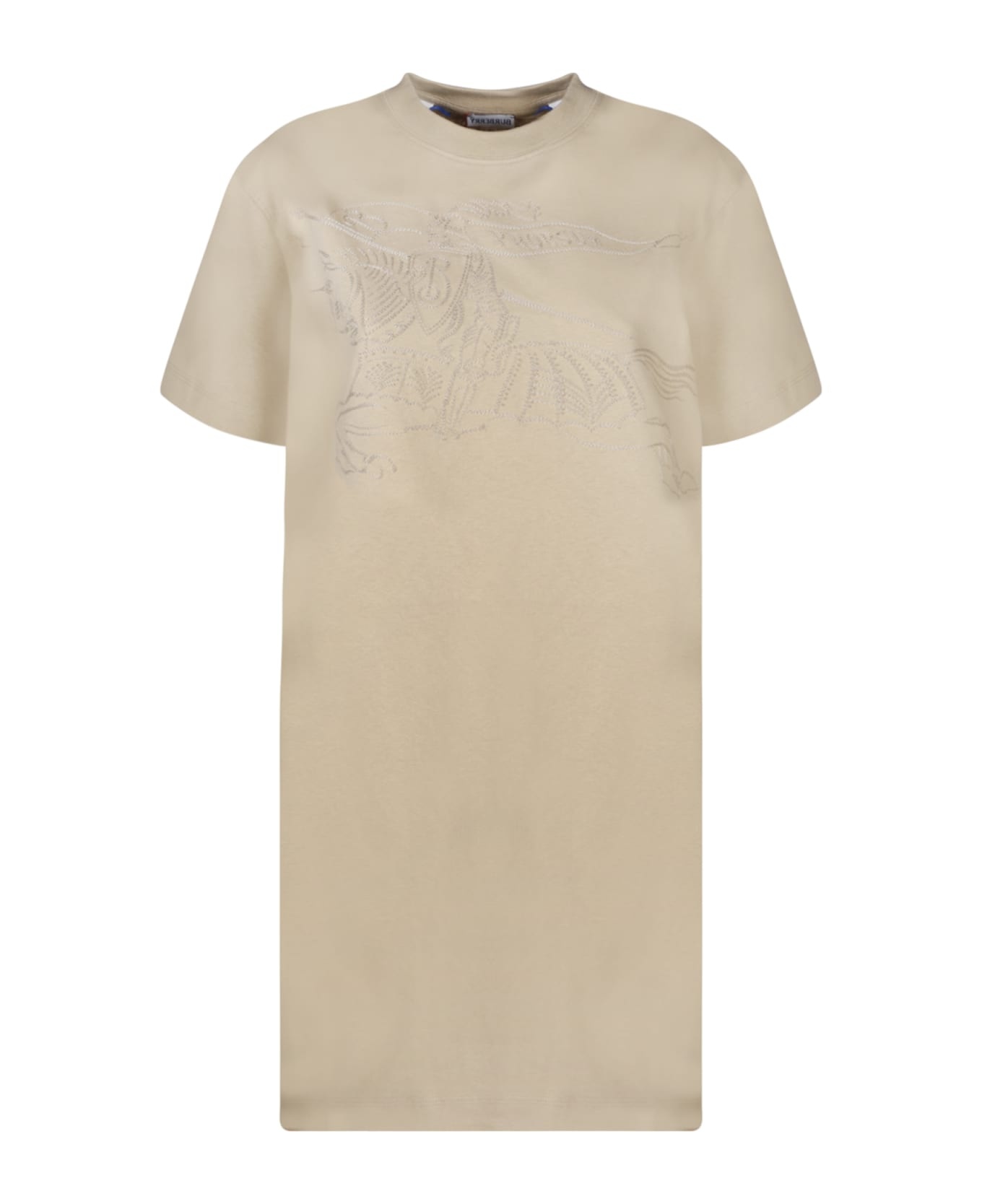 Jersey Dress With Knight Motif In Beige - 1