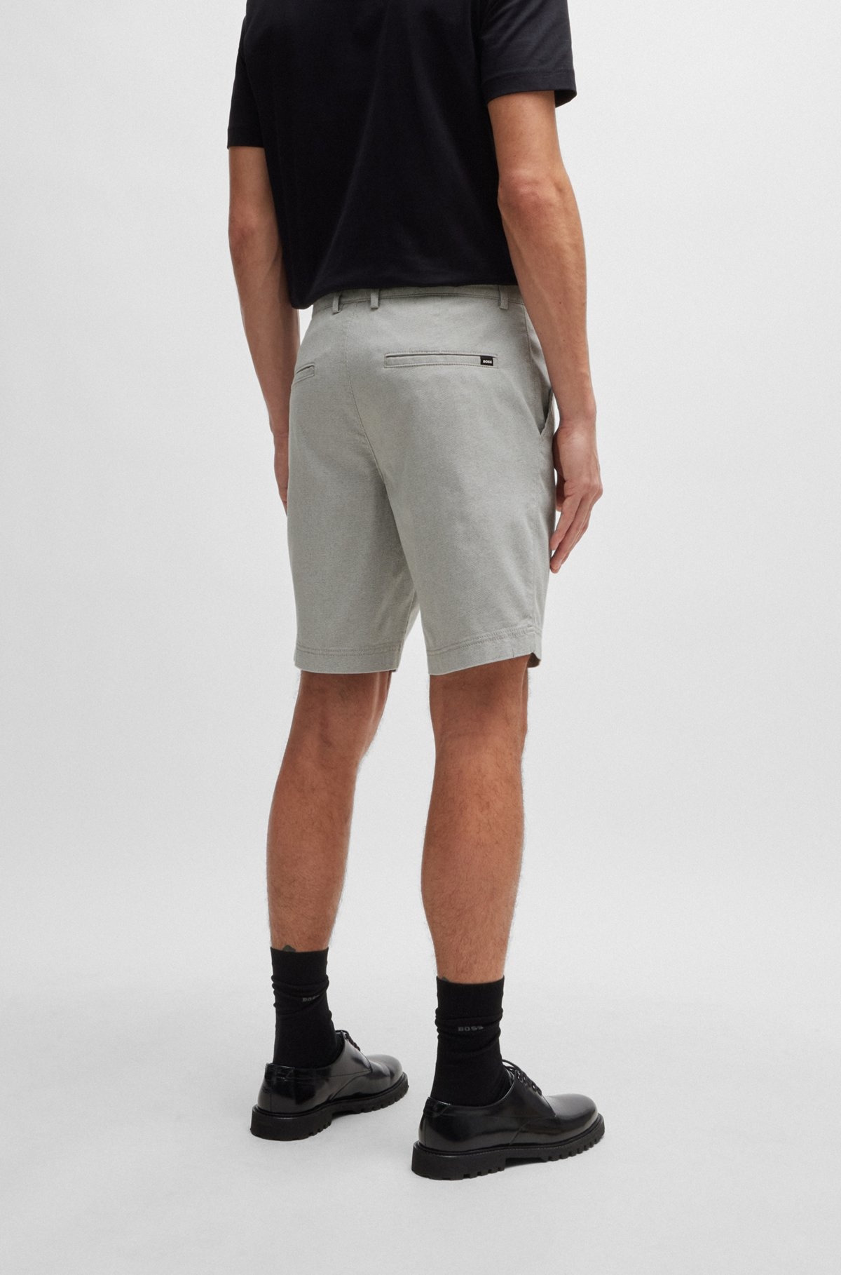 SLIM-FIT SHORTS IN MELANGE TWILL - 4