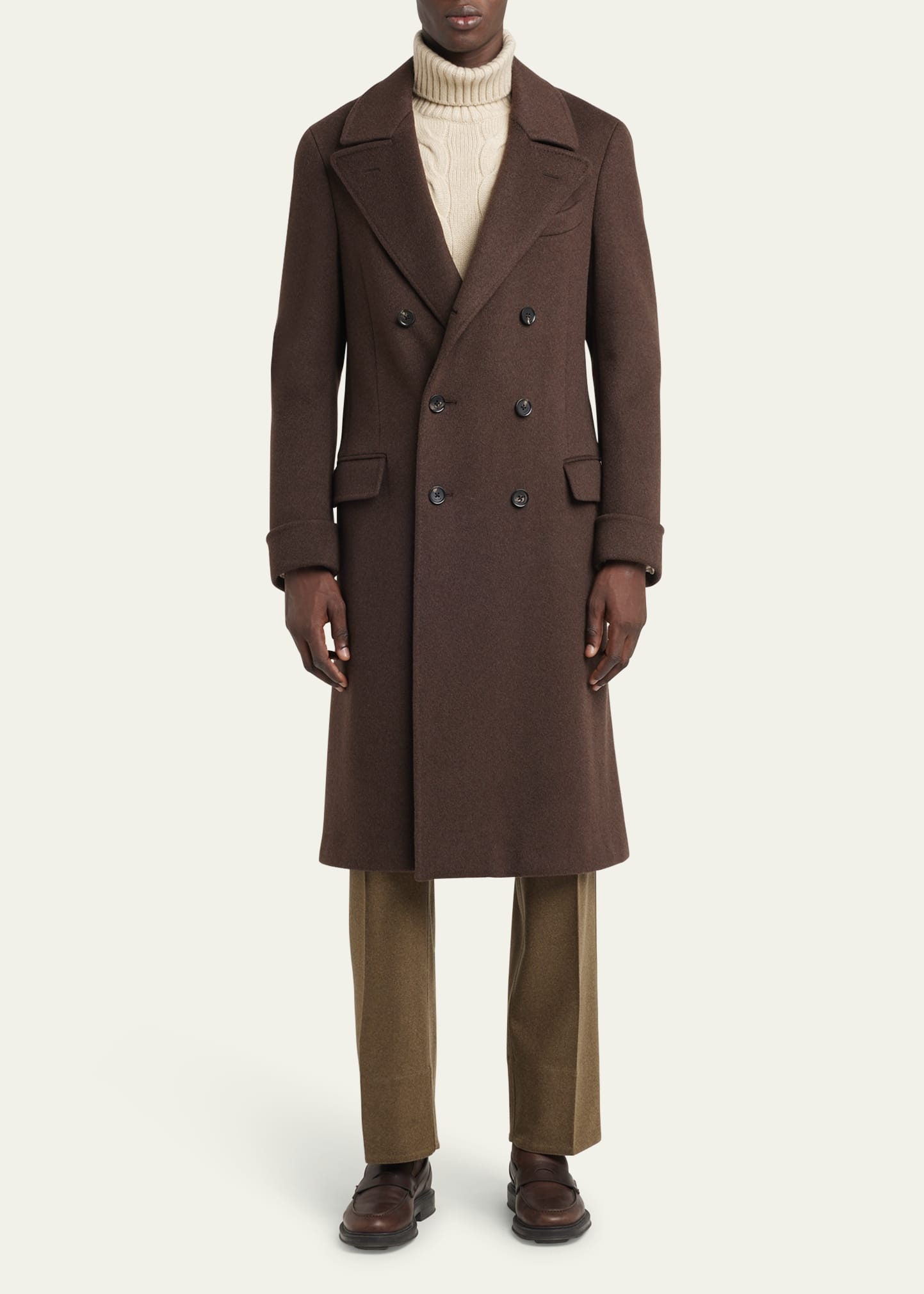 Men's Double-Breasted Cashmere Coat - 2