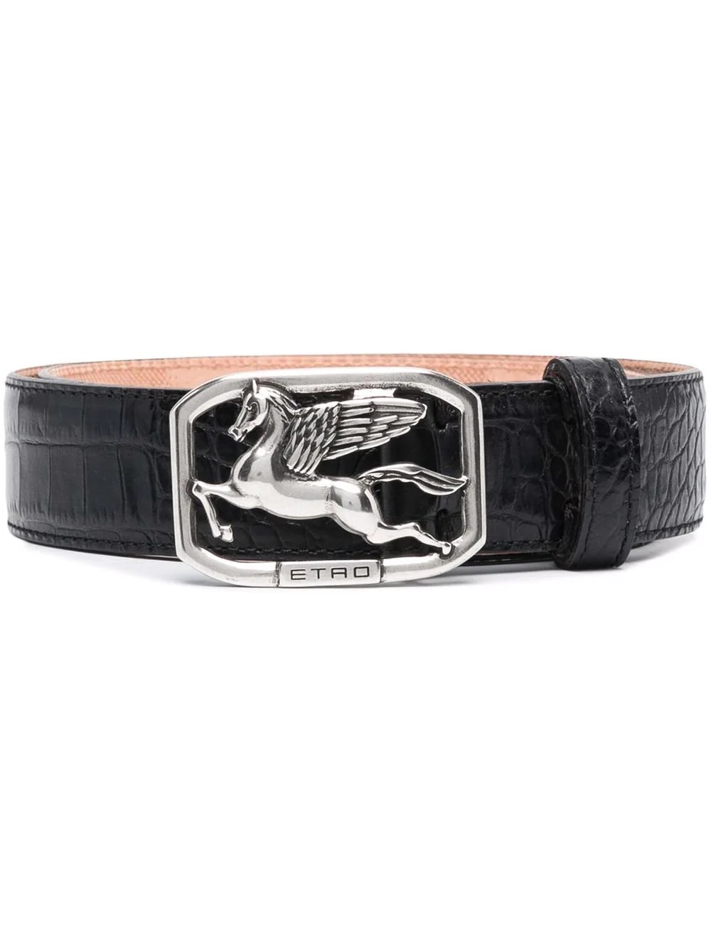 crocodile-effect logo buckle belt - 1