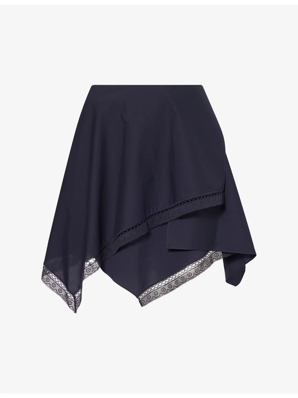 Handkerchief Lace-Trim Cotton Mini Skirt - 1
