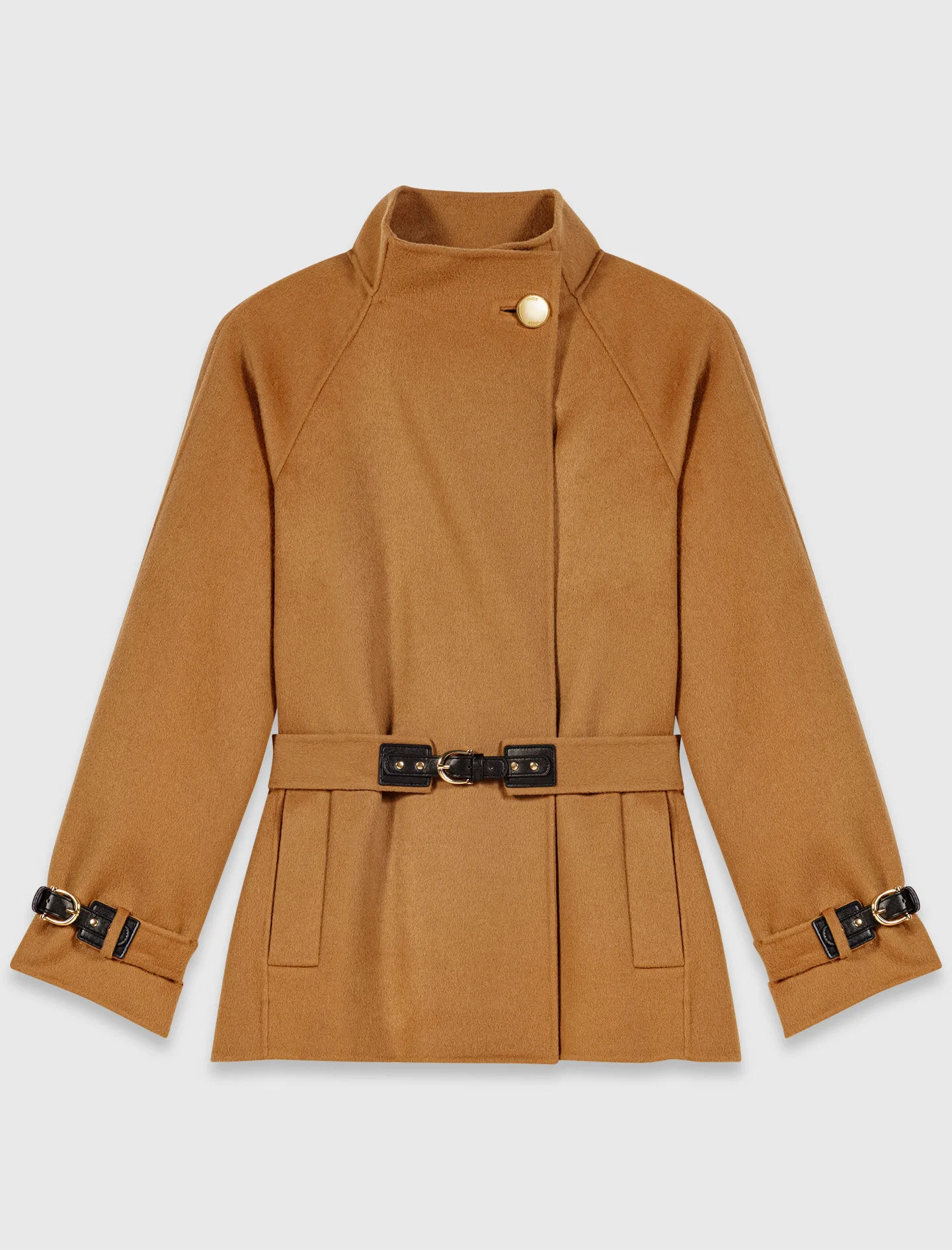 Belted mid-length wool coat - 1
