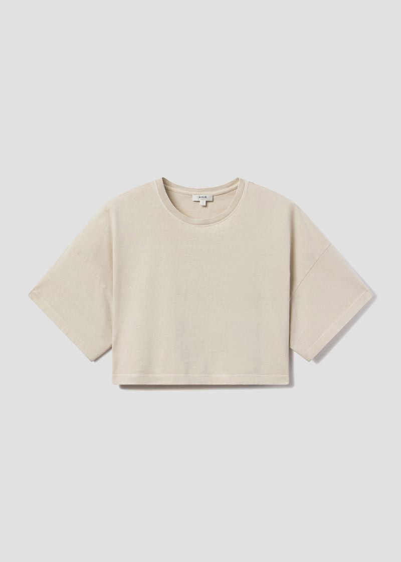 ARLI OVERSIZED CROPPED TEE IN BROWN RICE - 1