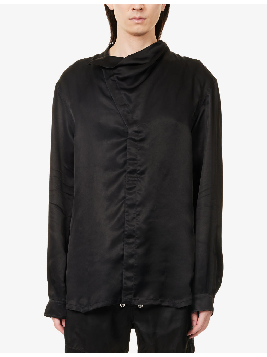 Island Asymmetric-Collar Cupro Shirt - 3
