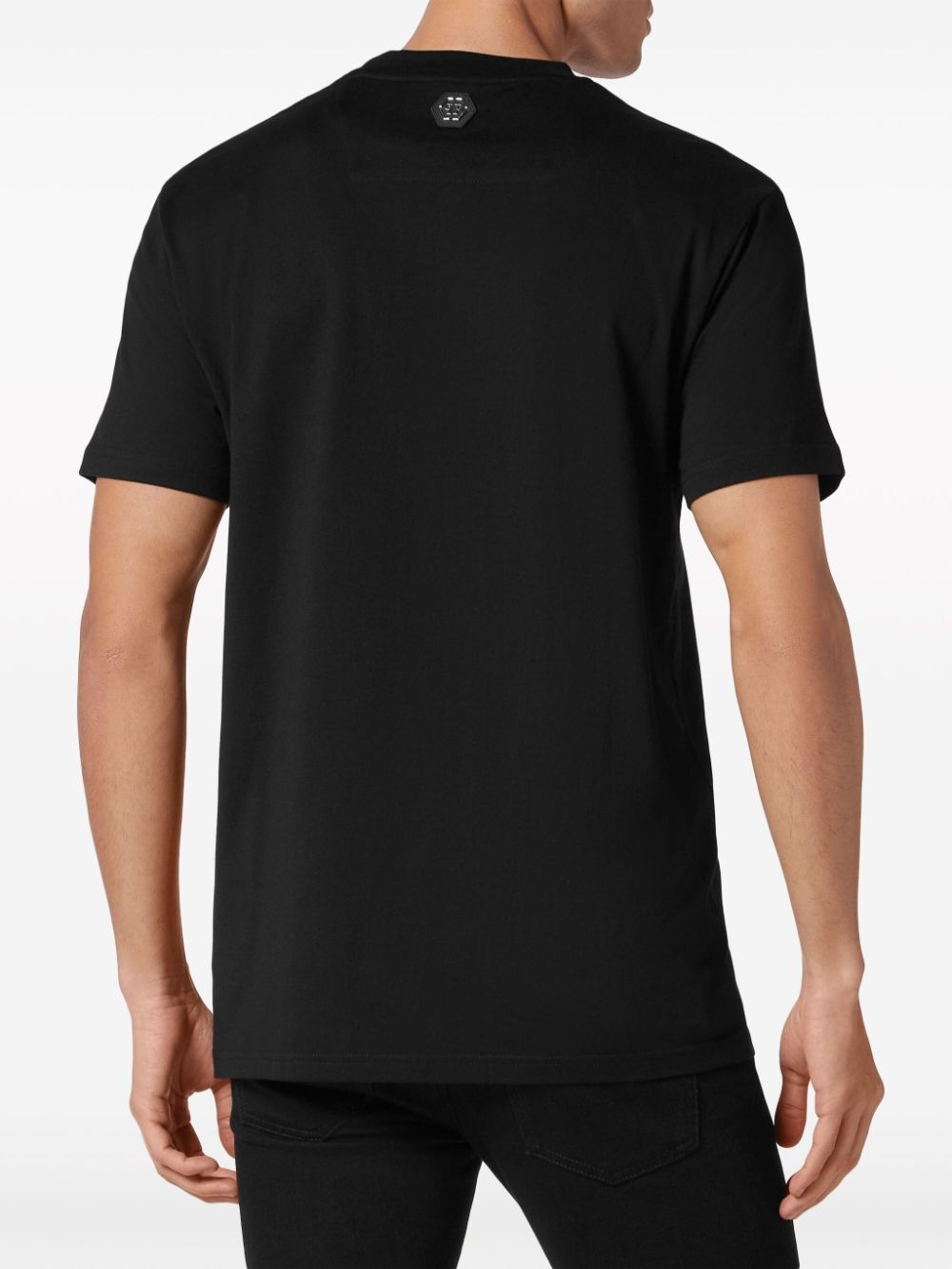 rhinestone-skeleton cotton T-shirt - 4