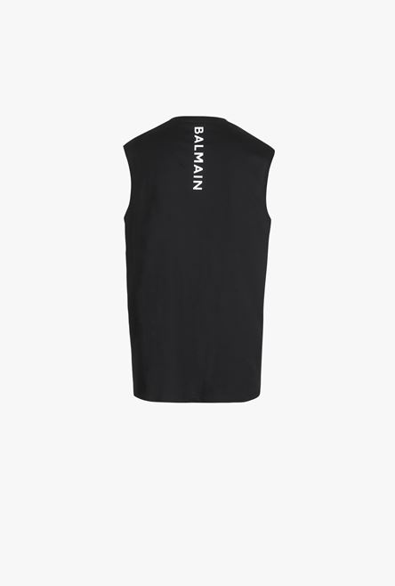 Black eco-designed cotton T-shirt with white Balmain logo print - 2