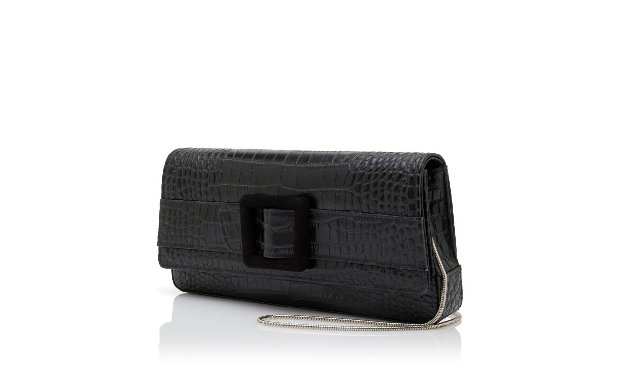 Black Calf Leather Buckle Clutch - 3