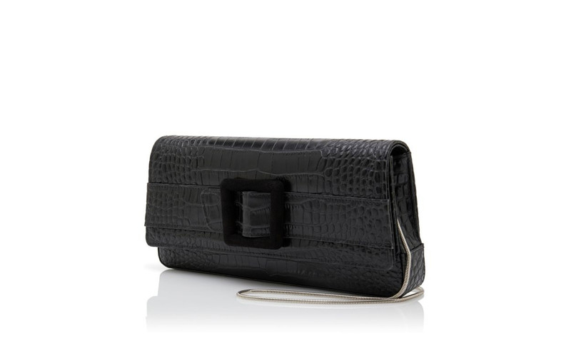 Black Calf Leather Buckle Clutch 3