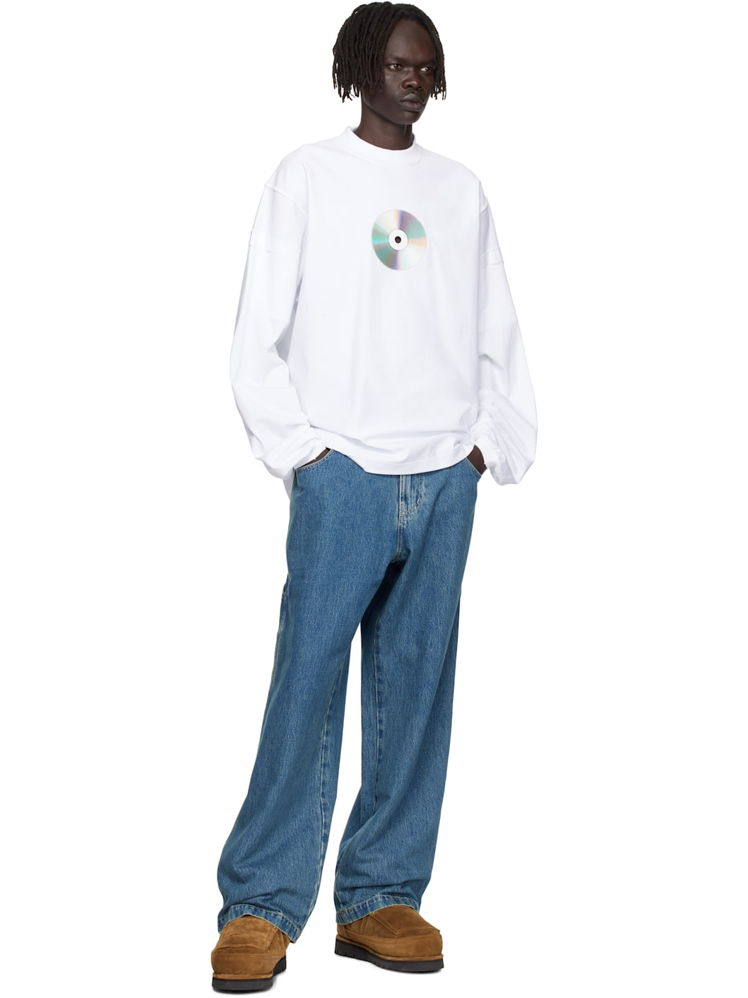 White CD Reworked Long Sleeve T-shirt - 4