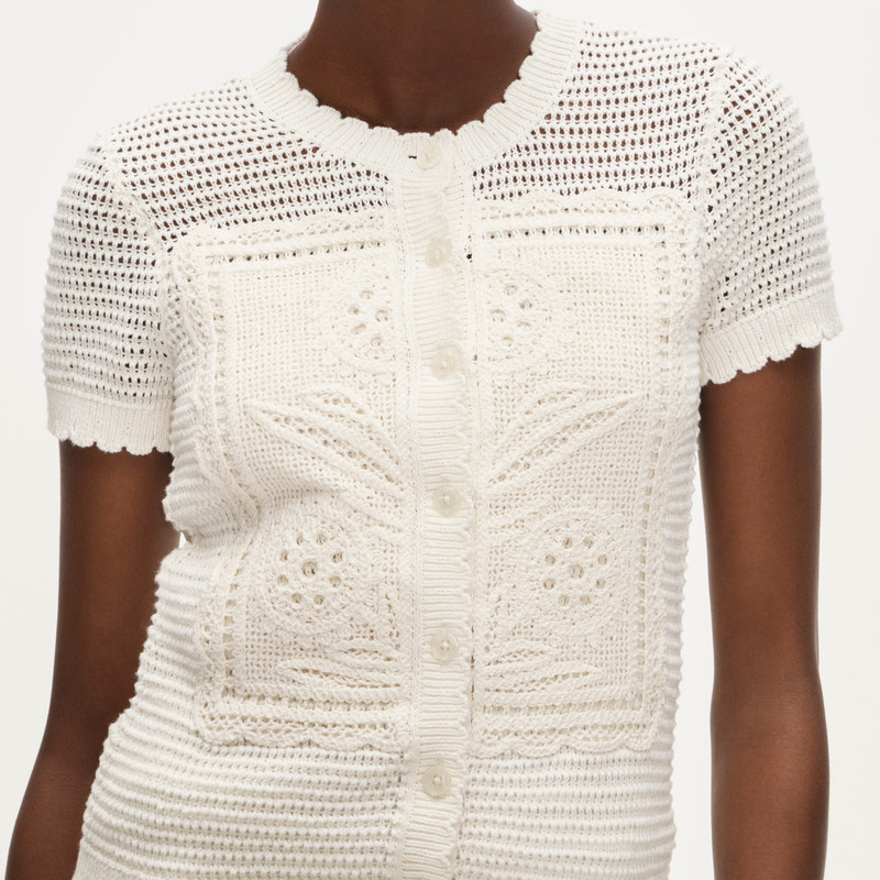 Short-sleeve crochet floral cardigan 4