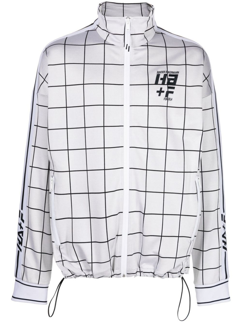 logo-print checked jacket 1