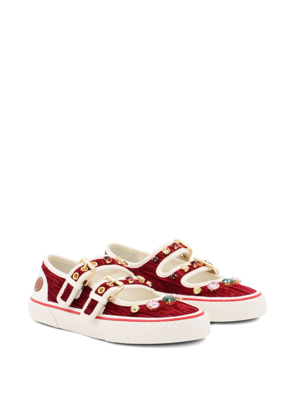jewel-embellished buckle sneakers - 2