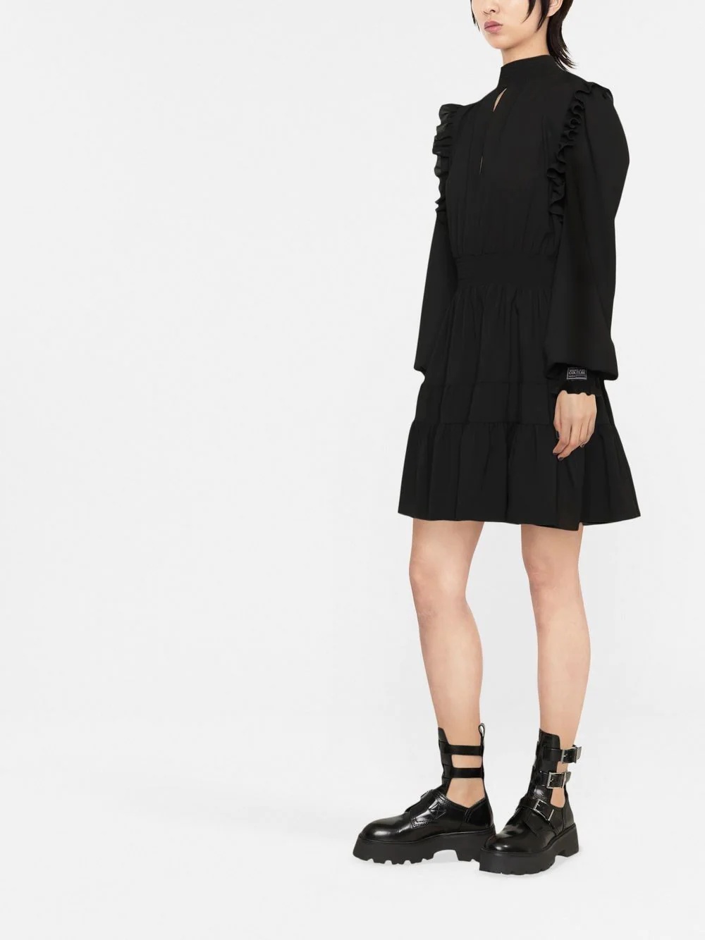 ruched long-sleeve mini dress - 4