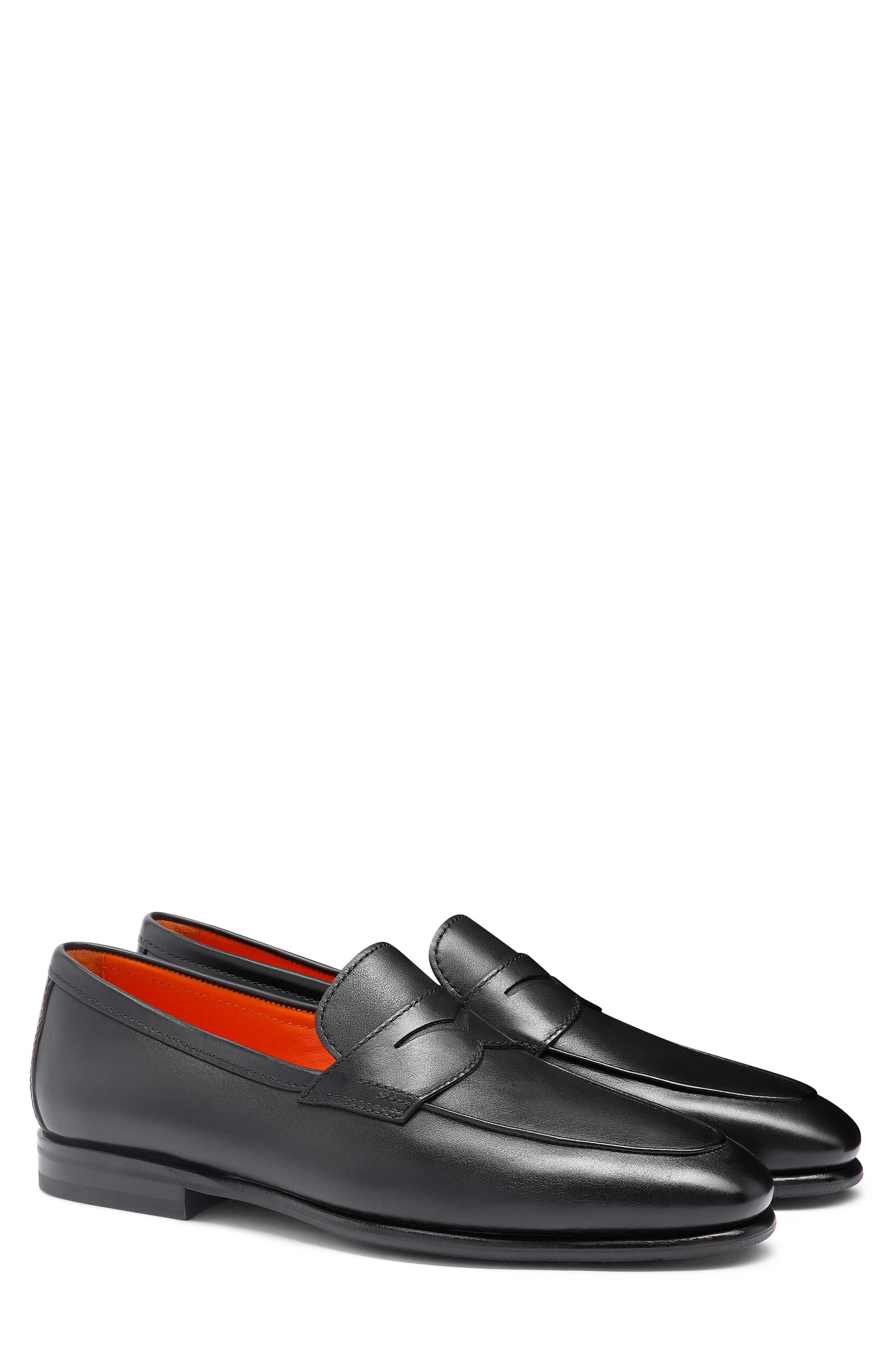 Santoni Carlos Penny Loafer in Black-N01 at Nordstrom - 1