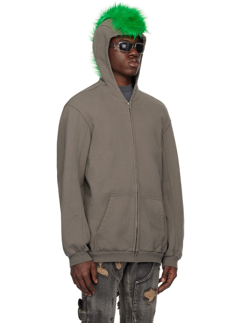 Gray Zip-Up Faux-Fur Hoodie 2