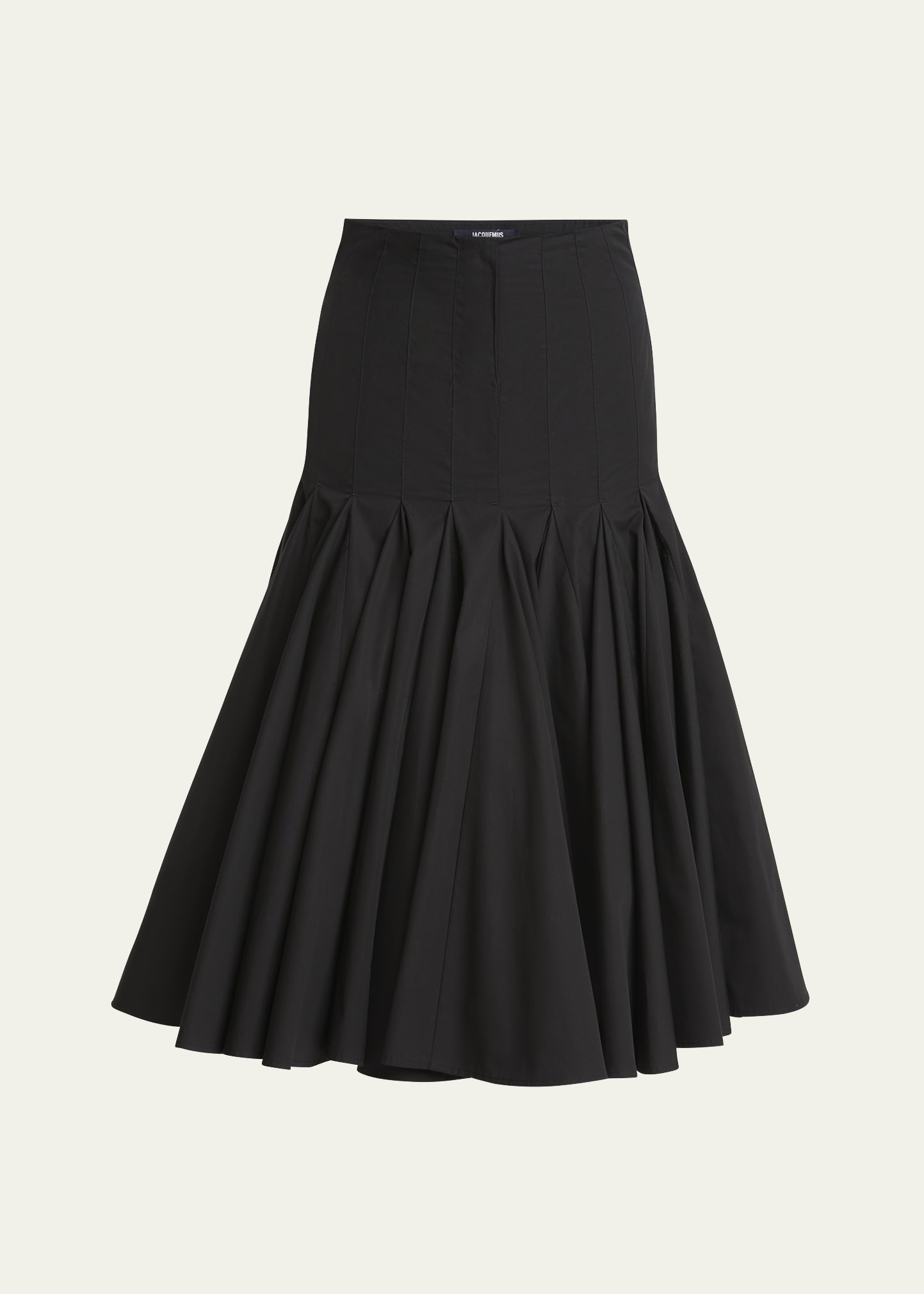 JACQUEMUS Agave Drop-Waist Pleated Flare Midi Skirt