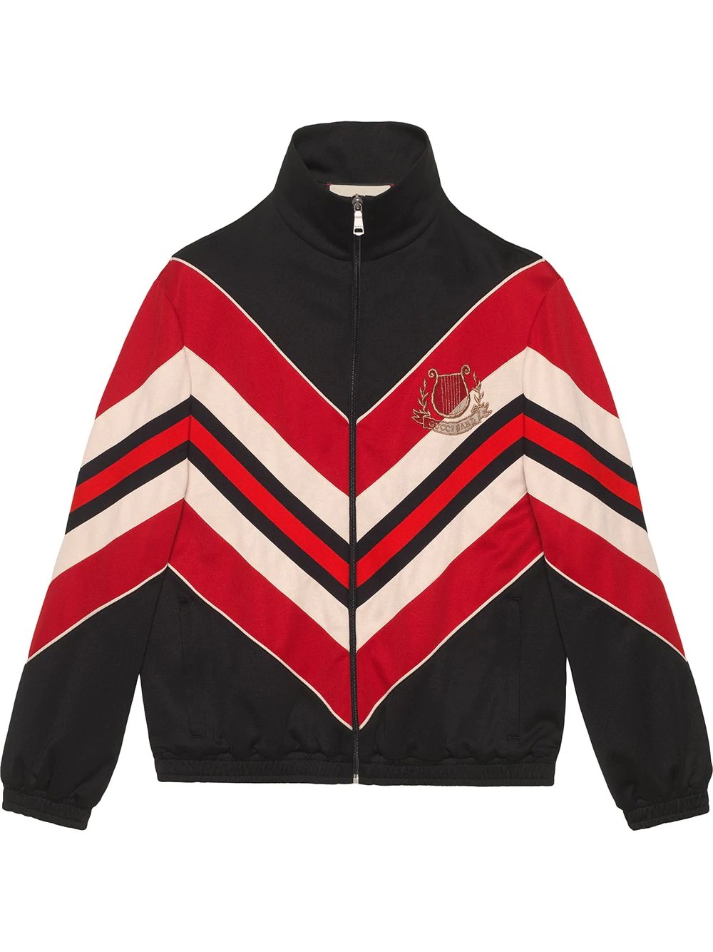 chevron-pattern bomber jacket - 1