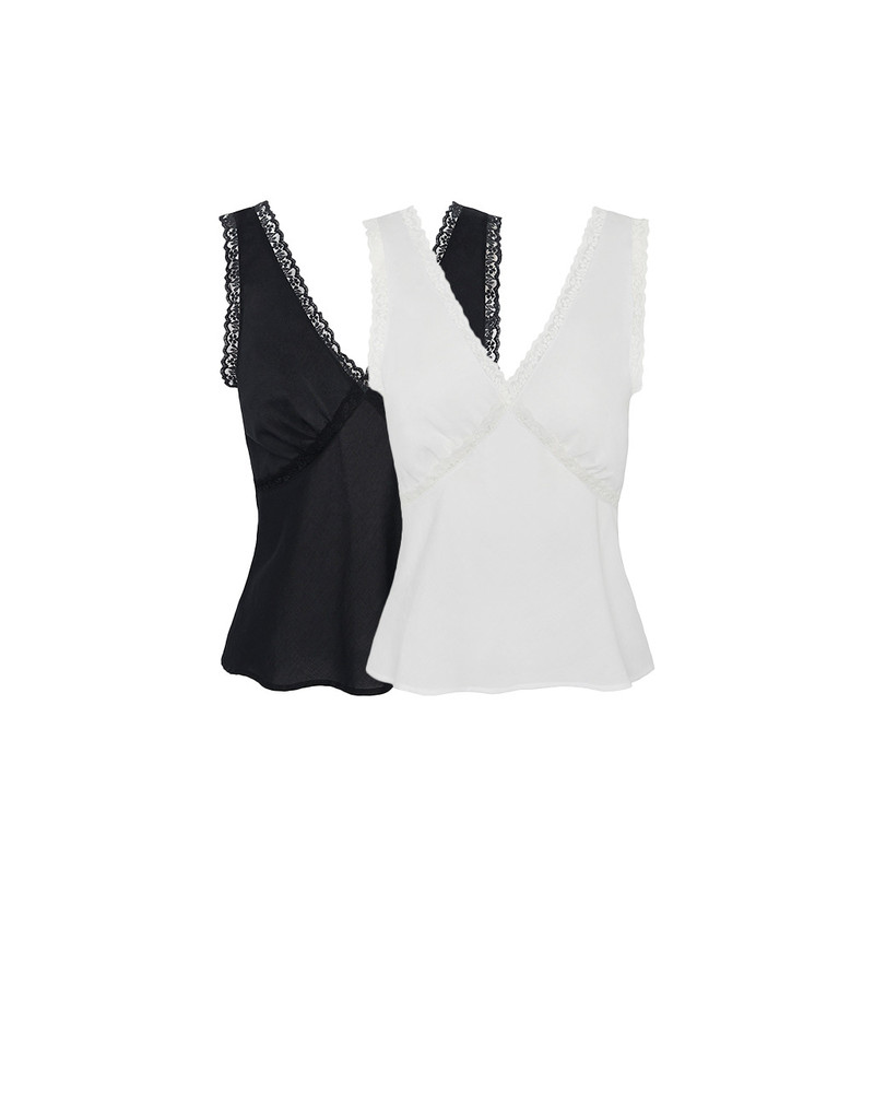 The Iris Tank 2-Pack: Cotton Voile Black & White 1